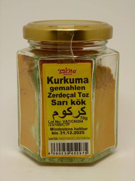 Mina Kurkuma gemahlen, Nettogewicht 70g